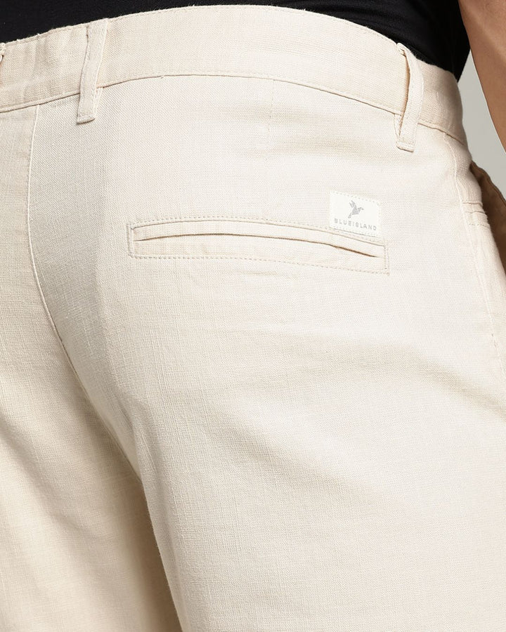 Cream - 2 way stretch - COTTON LINEN PANT