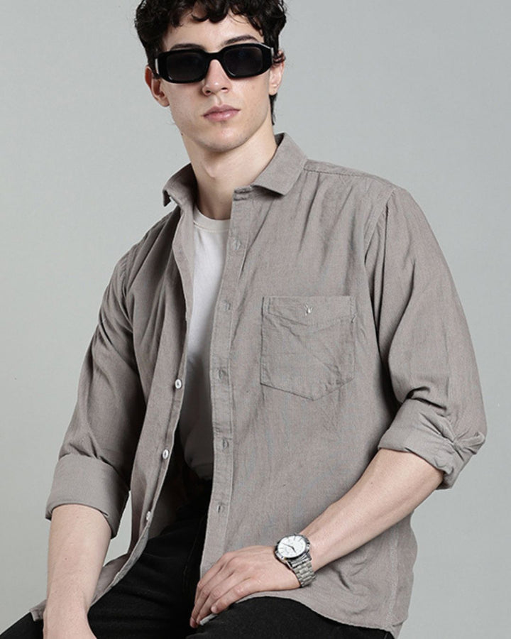 Grey  -Full-Corduroy Shirt