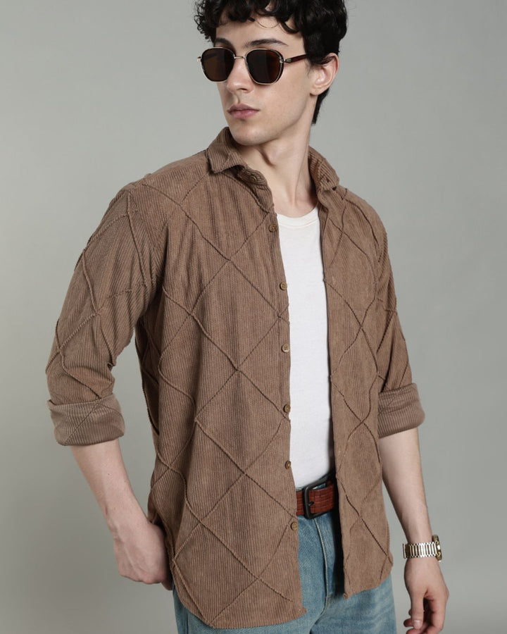 Brown Thread Checks - Full-Corduroy Shirt