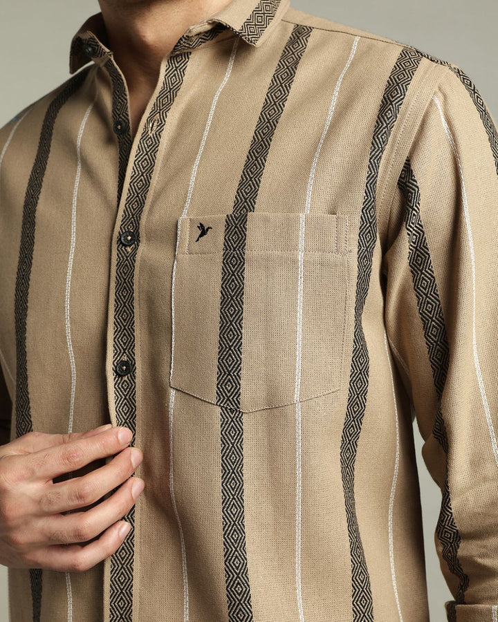 Desert Cream Monochrome Stripes  -Full-Stain Proof