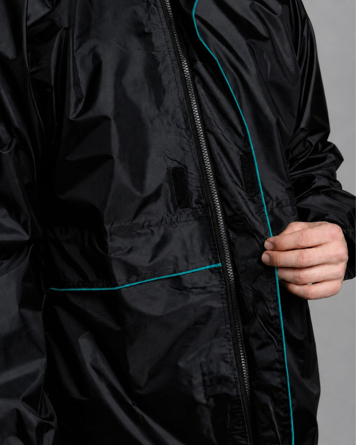 Sparker Black with Teal - Rain Jacket with Pant