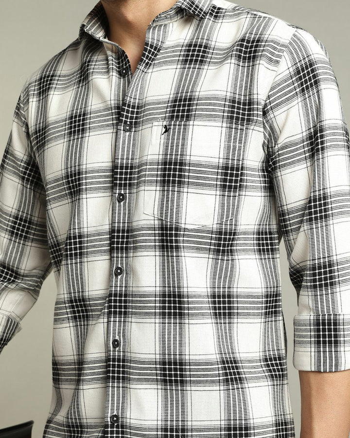 White Multi Line Checks - Full-Stain Proof