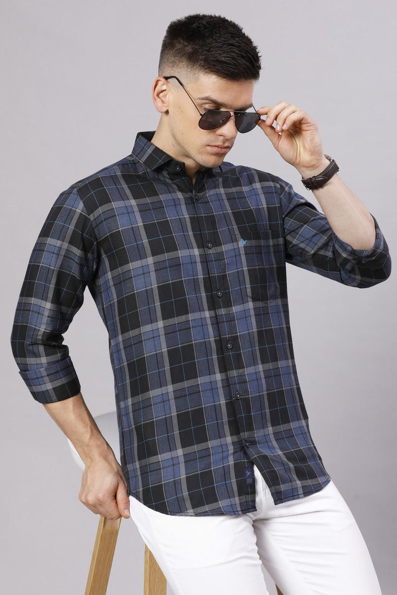 Metal Blue & Black Box Checks - Full-Stain Proof