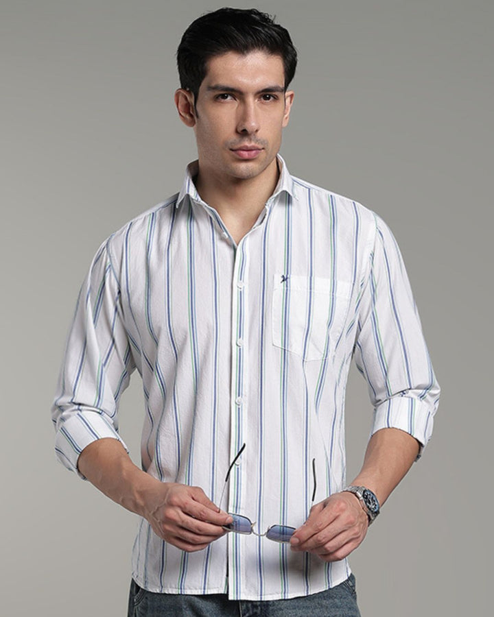 White Triple Colour Stripes - Full-Stain Proof