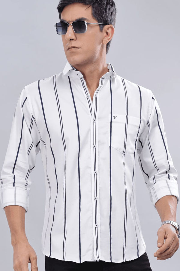 White & Navy Line Stripes - Full-Stain Proof