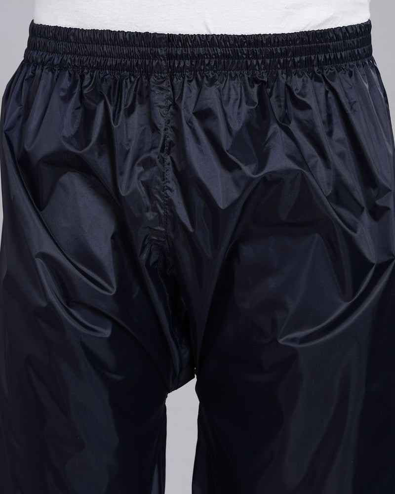 Navy with Red Border - Rain Jacket with Pant and Mobile Pouch