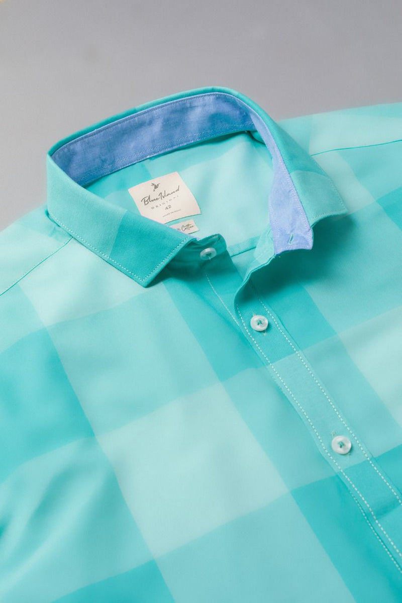Turquoise Box Checks - Full-Stain Proof