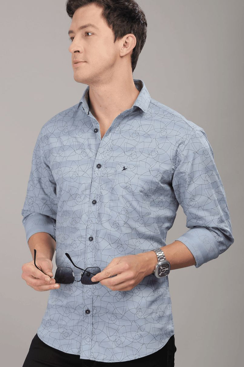 Bluish Grey Twisty Print -Full-Stain Proof