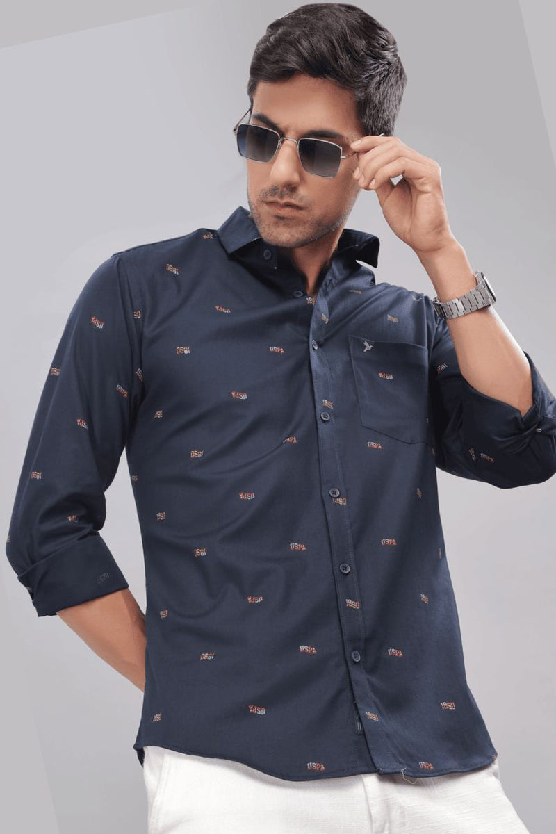 Navy Polo Print -Full-Stain Proof