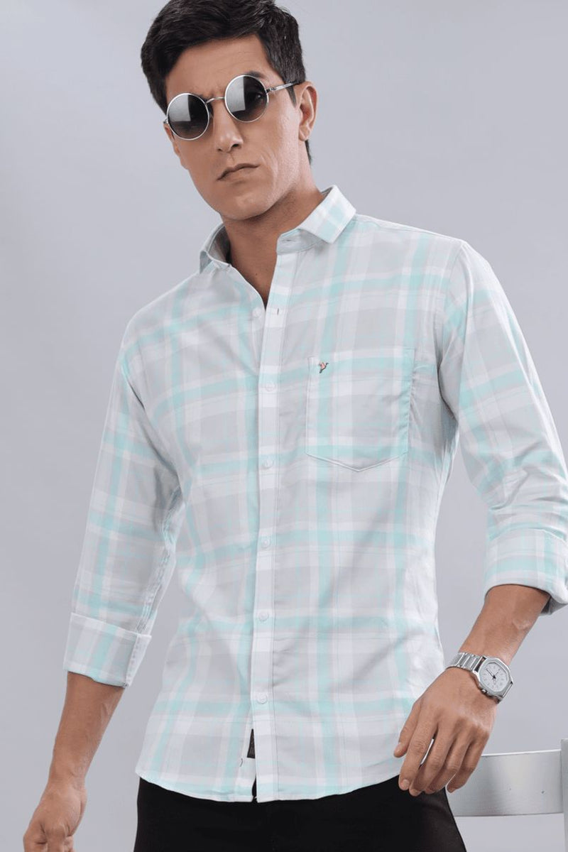 Mint Blue & White Checks - Full-Stain Proof