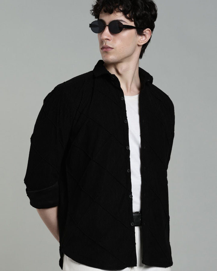 Black Thread Checks - Full-Corduroy Shirt