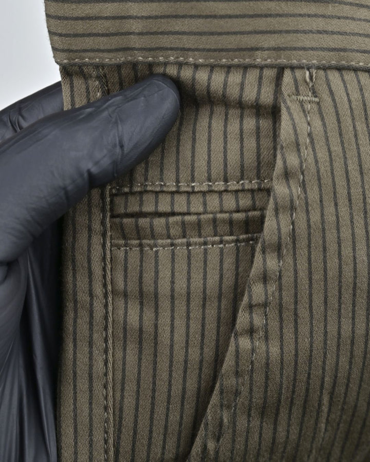 Olive Solo Stripes - 2 way stretch - COTTON PANT
