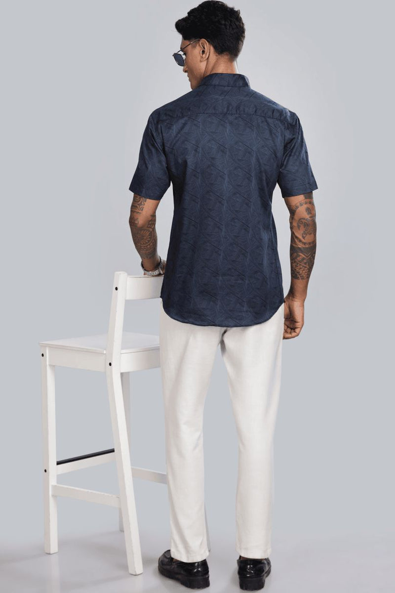 Navy Carbon Print - Half Sleeve - Stain Proof