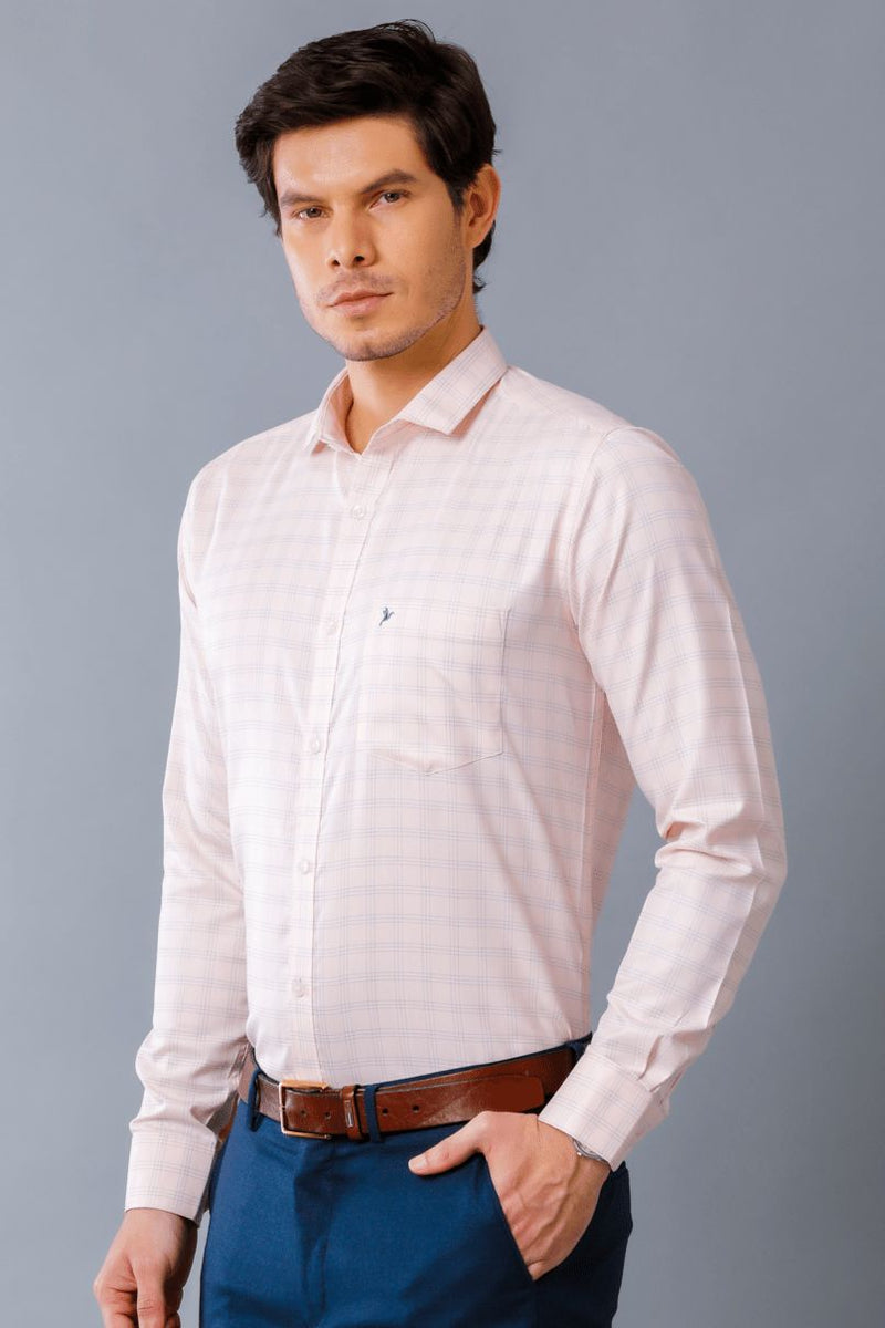 Peach Pink Formal Checks - Full-Stain Proof