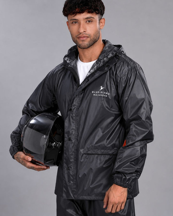 Grey - Rain Jacket with Pant and Mobile Pouch