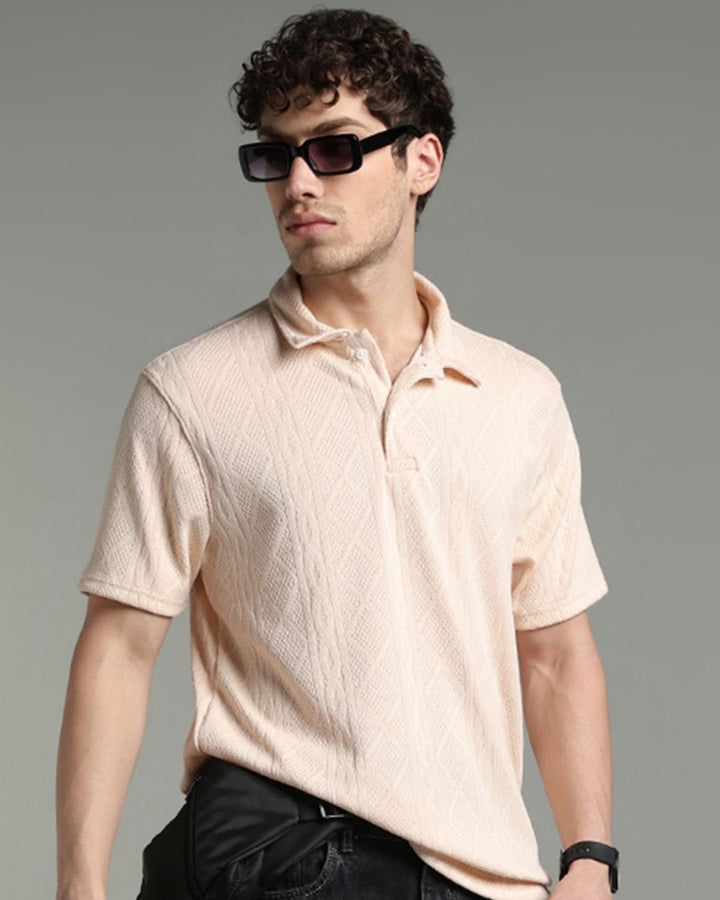 Cream Infinity Textured - Polo Tshirt