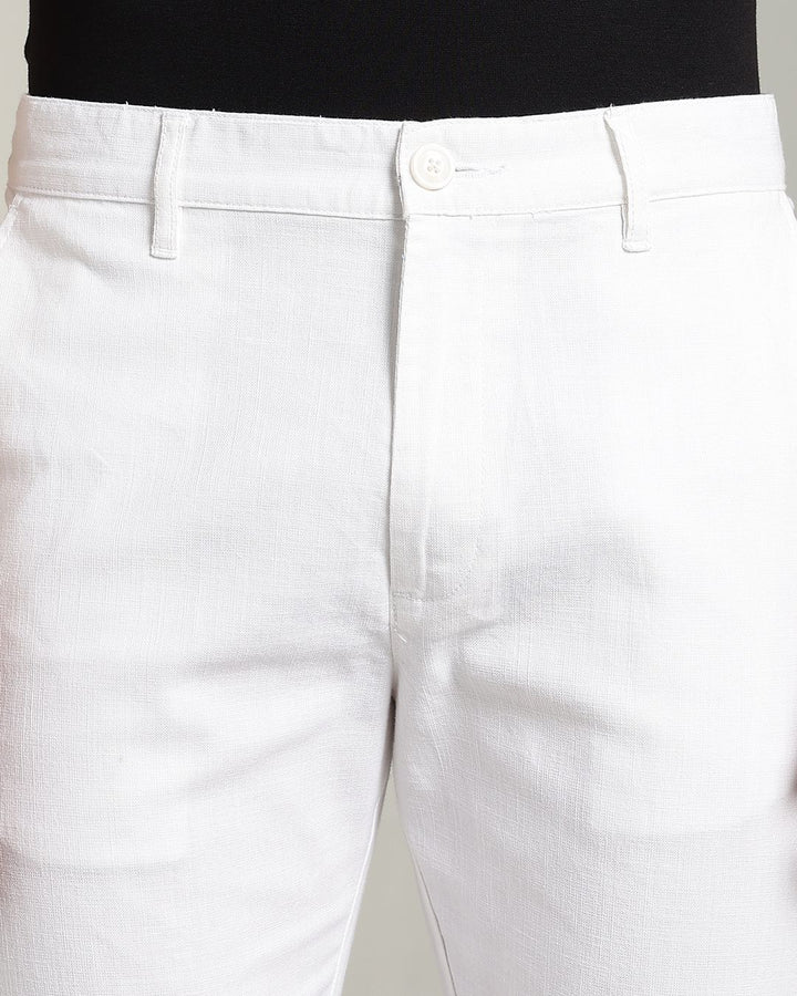 White - 2 way stretch - COTTON LINEN PANT