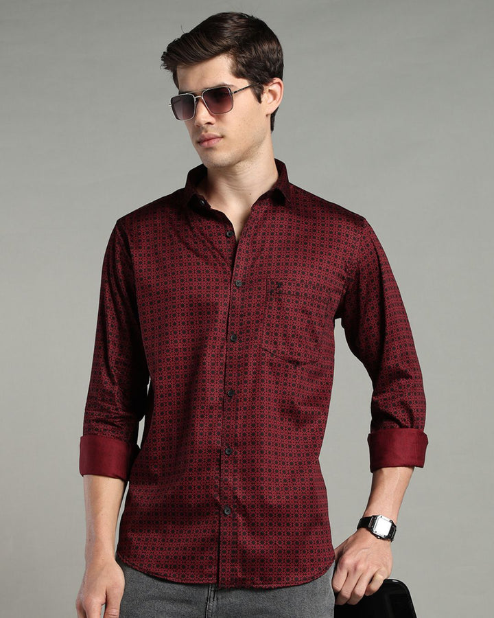 Maroon Mosaic Print -Full-Stain Proof