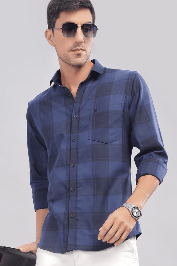 Darkish Blue & Black Checks - Full-Stain Proof