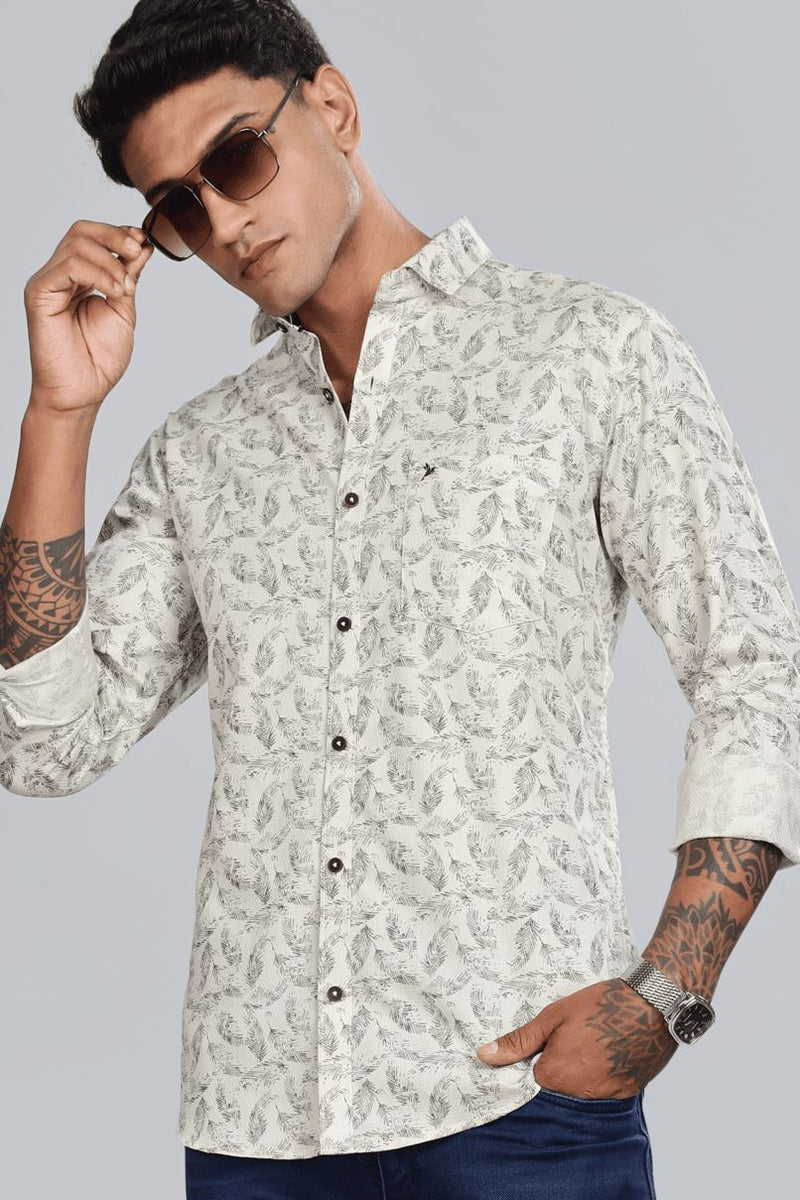 Stylish Beige Feather Print -Full-Stain Proof