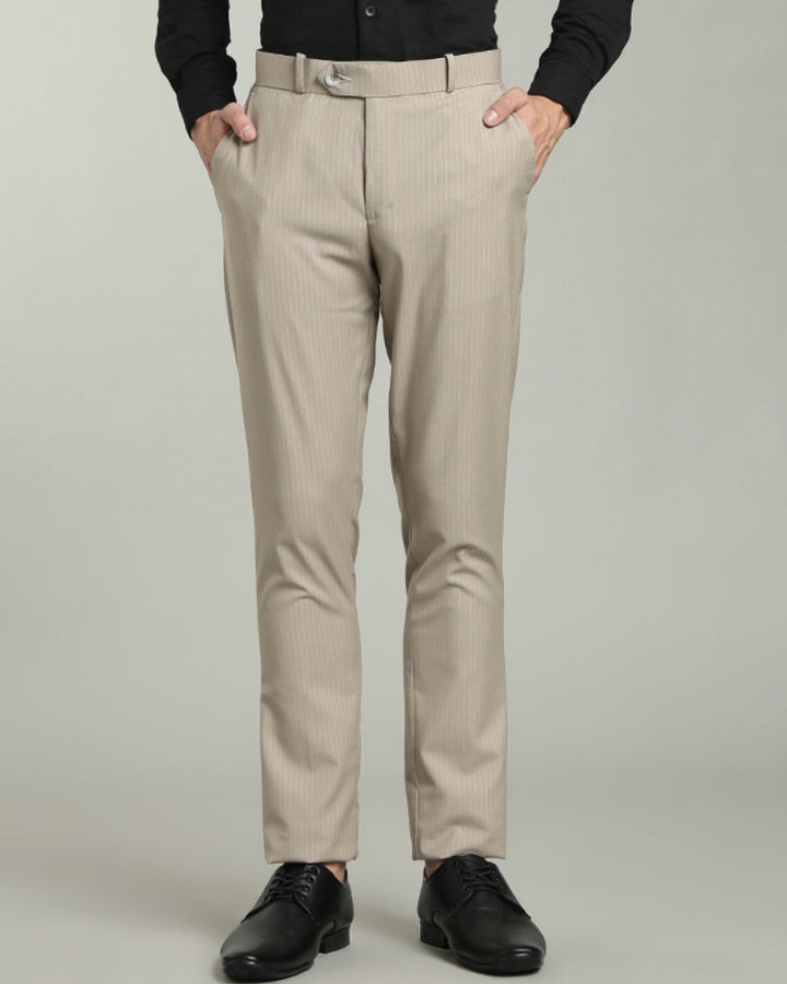 Dark Cream Mini Stripes - Wrinkle free Formal Pant