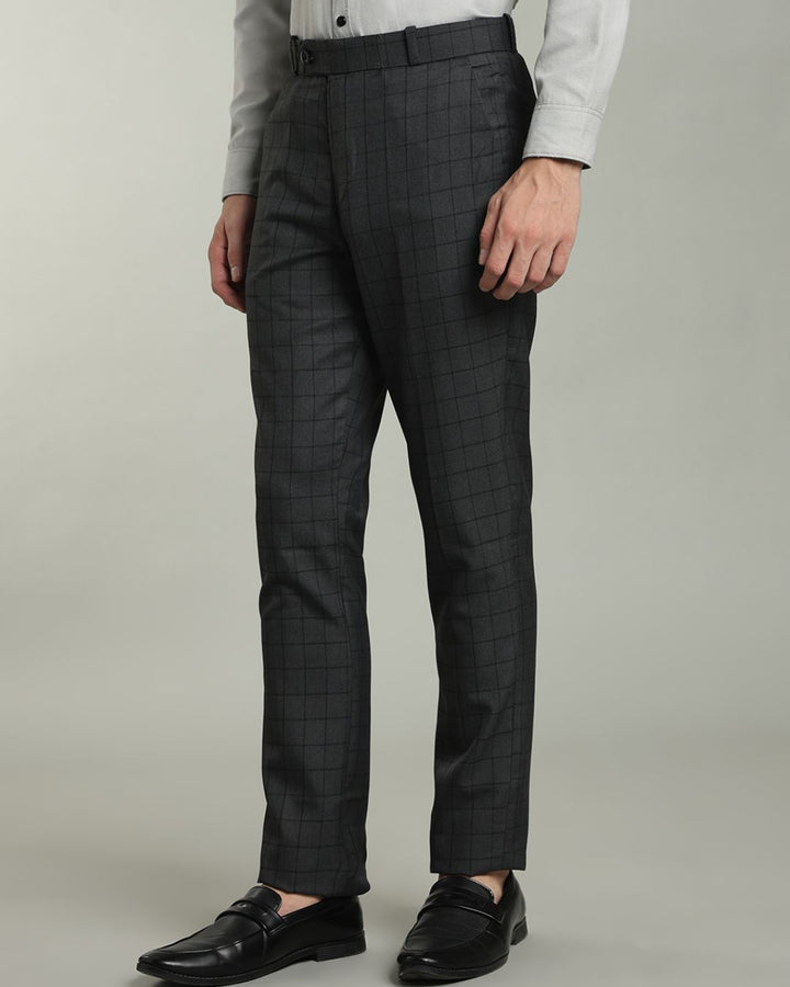 Charcoal Grey Box Checks - Wrinkle free Formal Pant
