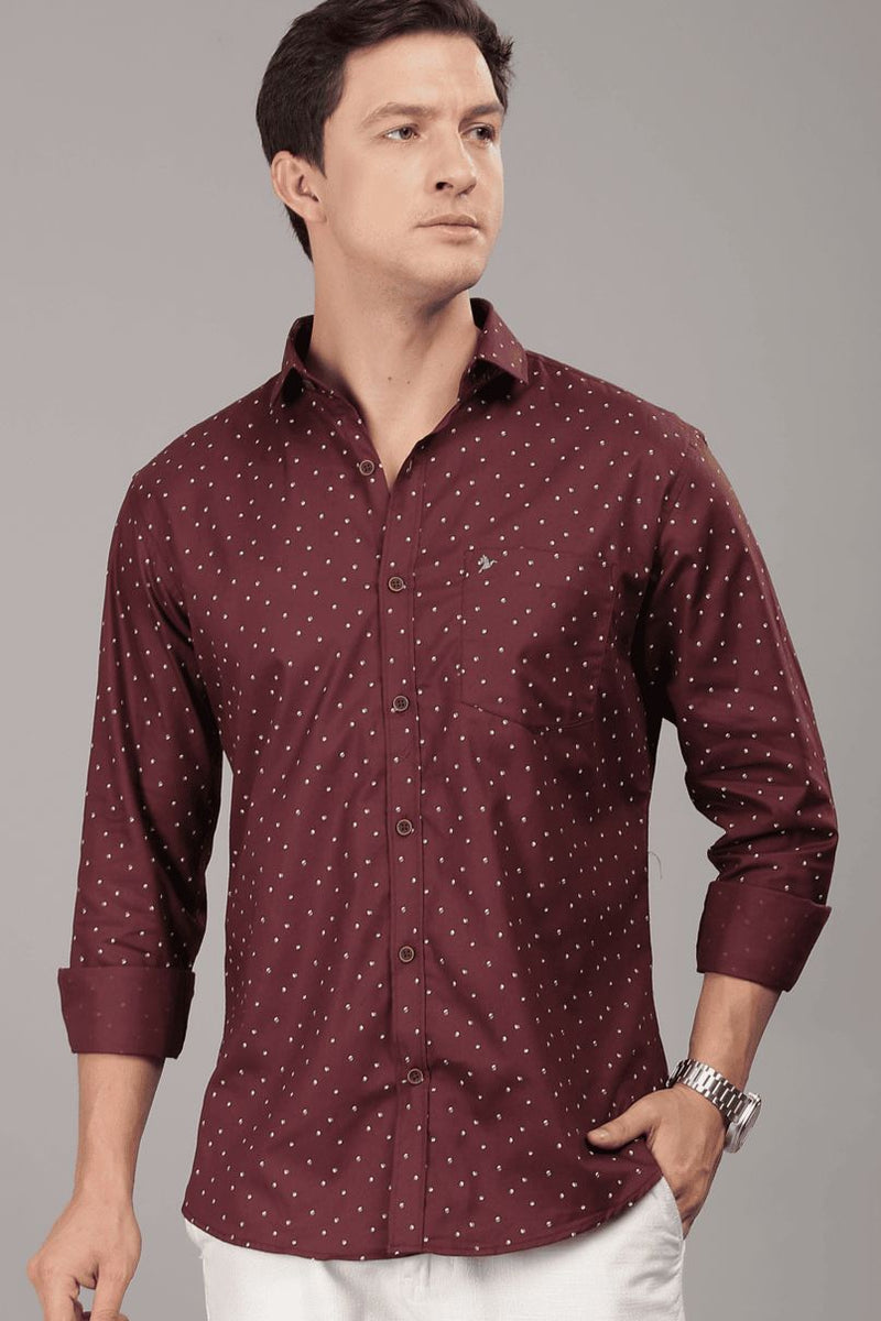 Maroon Polka Print -Full-Stain Proof