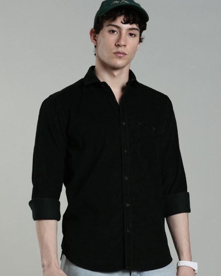 Bottle Green - Full-Corduroy Shirt