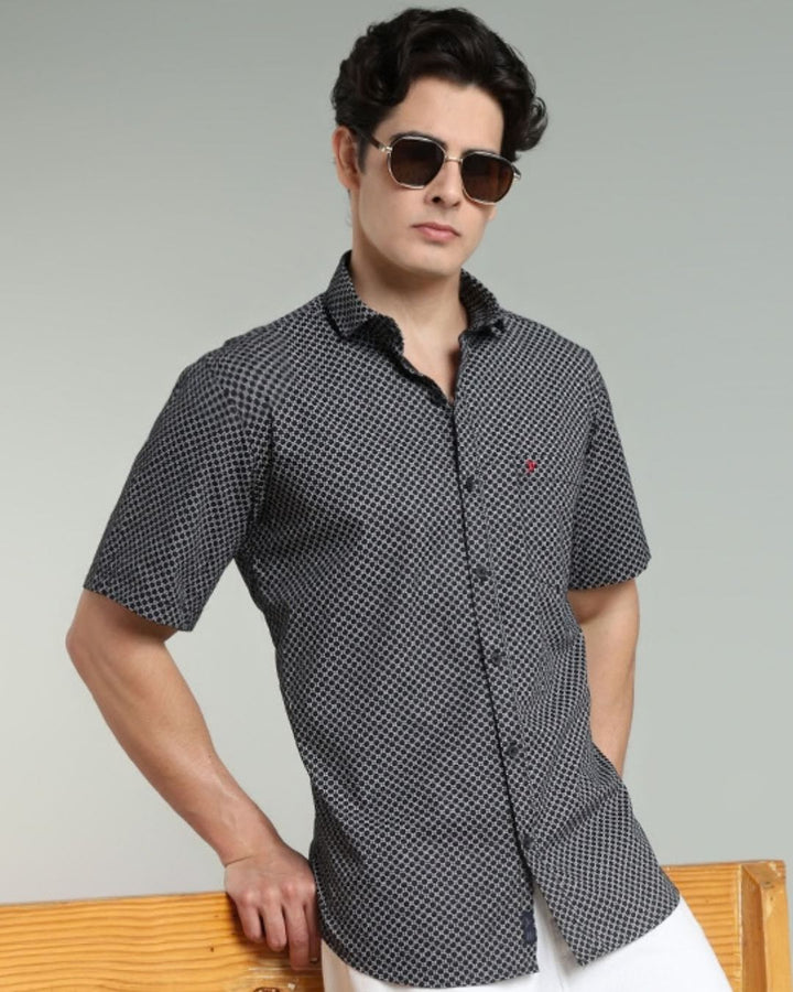Black Round Print -Half-Stain Proof