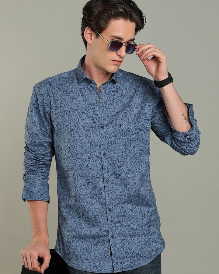 Slate Blue Ocean Print - Full-Stain Proof