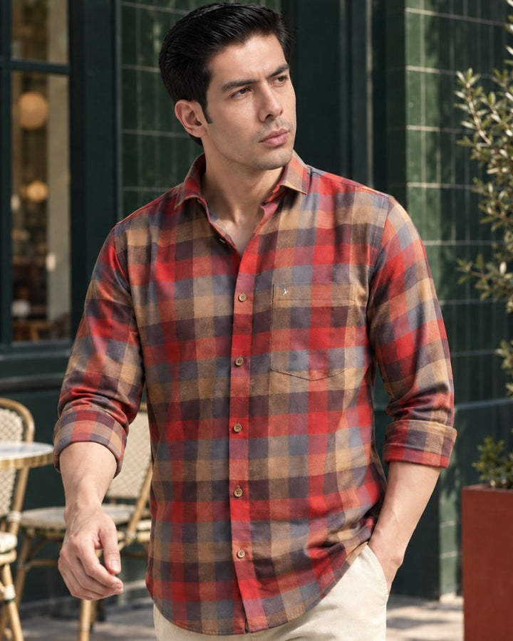 Rust Brown & Grey Checks - Full-Stain Proof