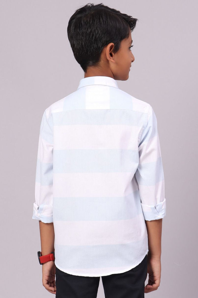 KIDS - Cool Blue and White Stripes -Full-Stain Proof Shirt