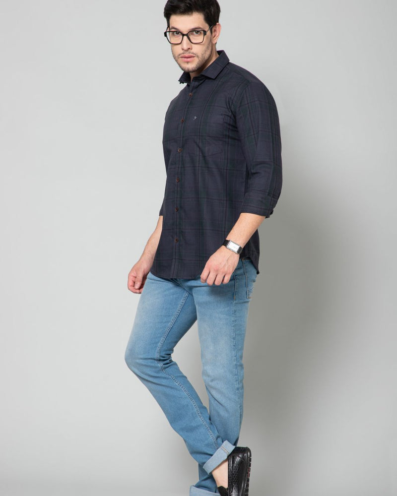 Dark Navy Checks - Full-Stain Proof