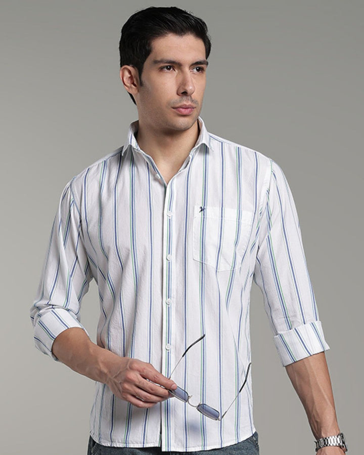 White Triple Colour Stripes - Full-Stain Proof