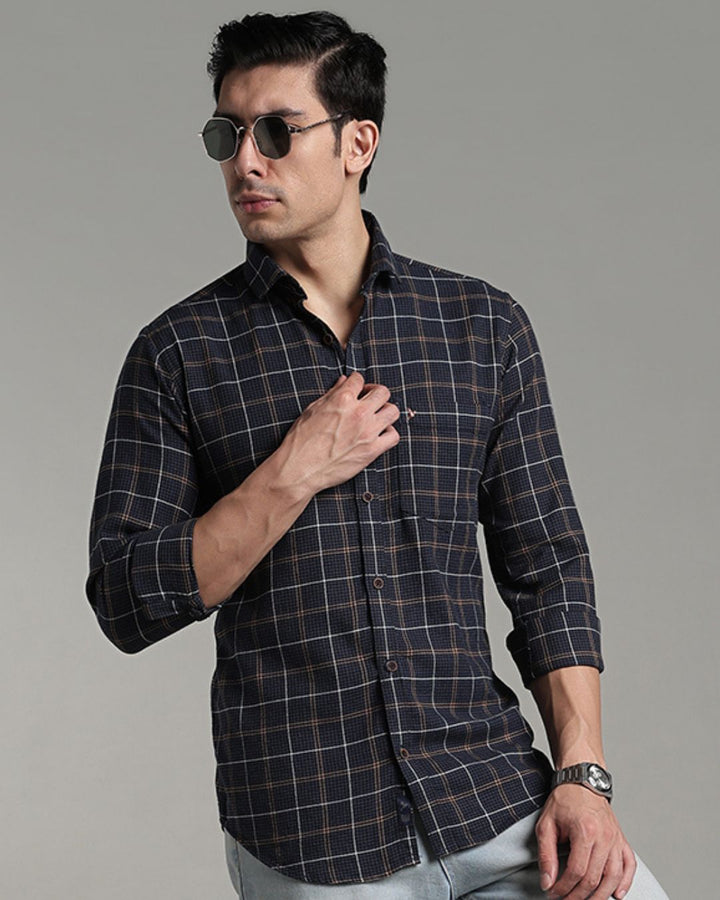 Blue & Brown Line Checks - Full-Stain Proof