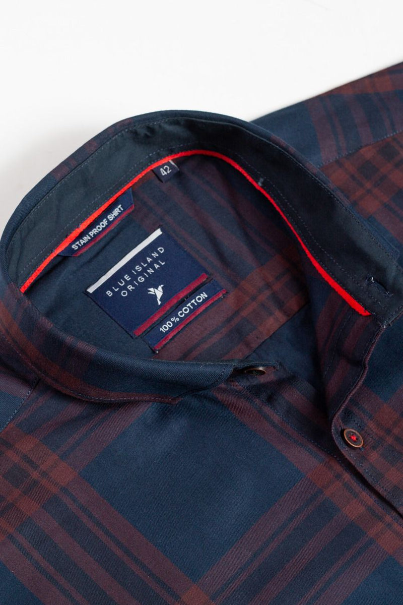 Brown & Navy Checks - Full-Stain Proof