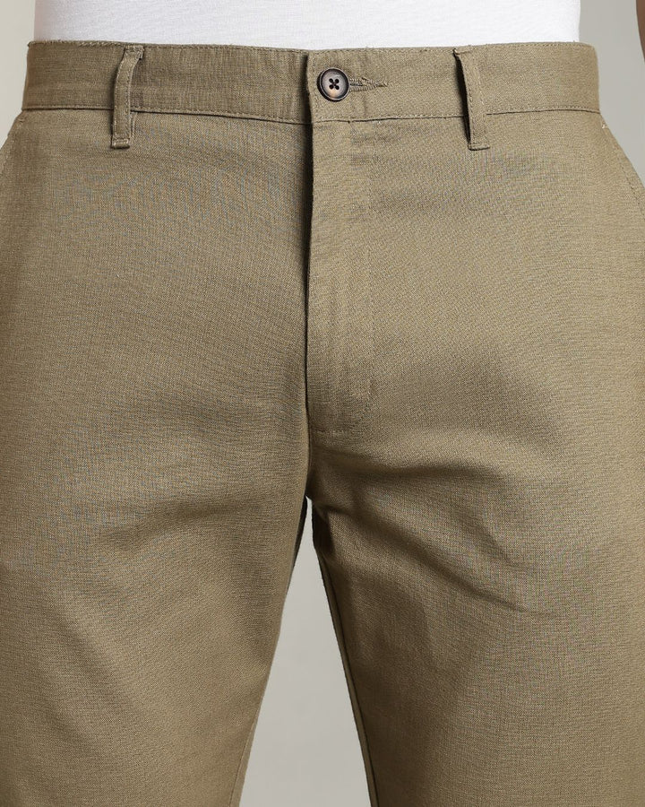 Olive Green - 2 way stretch - COTTON LINEN PANT