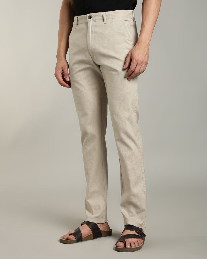 Dusty Cream - 2 way stretch - COTTON LINEN PANT