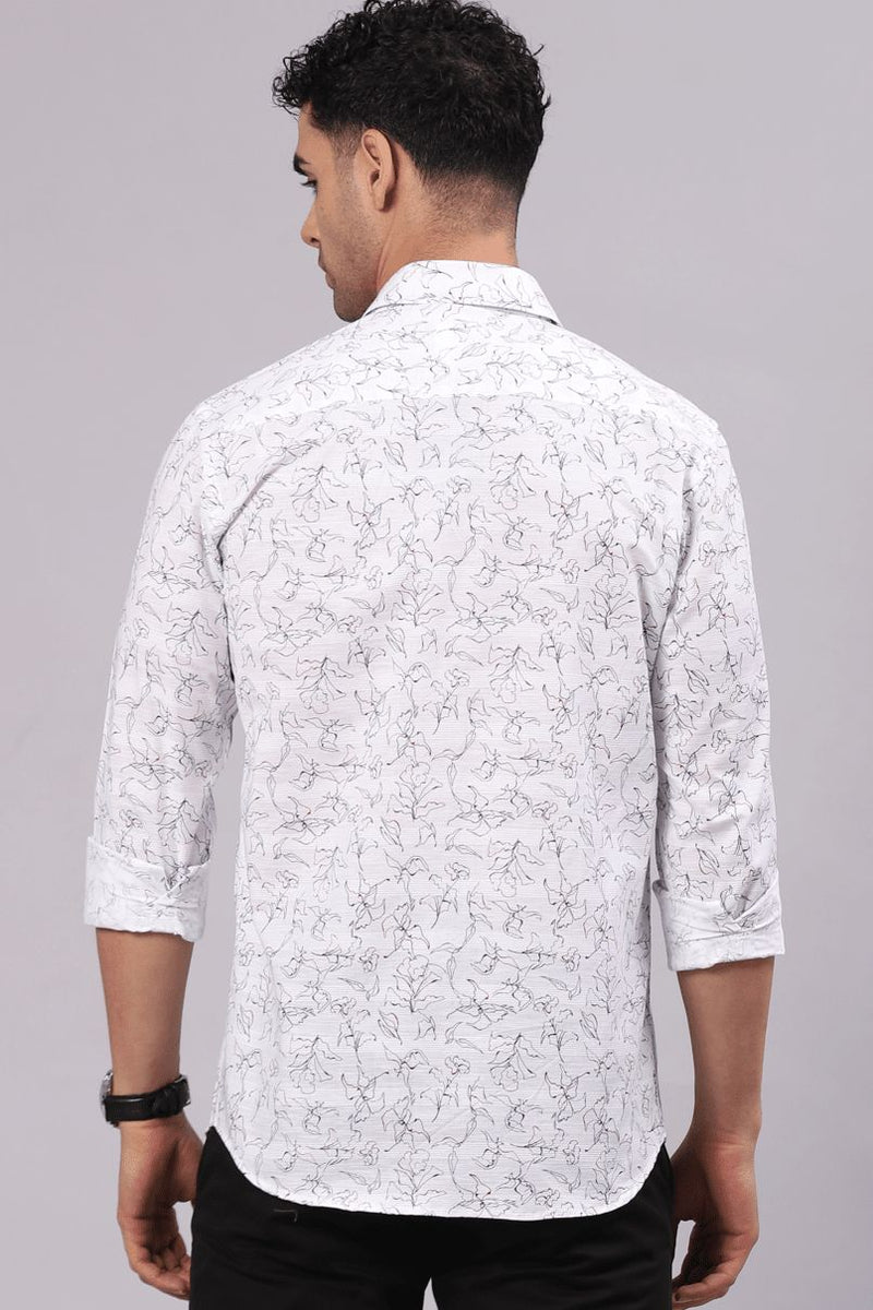 FATHER & SON - White Leafy Print