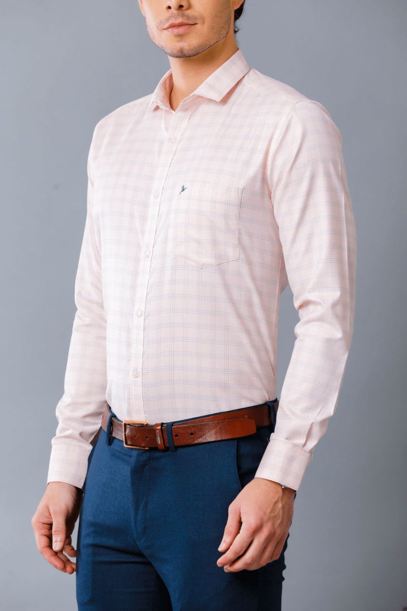 Peach Pink Formal Checks - Full-Stain Proof