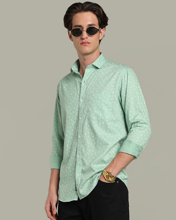 Mint Green Flower Print - Full-Stain Proof