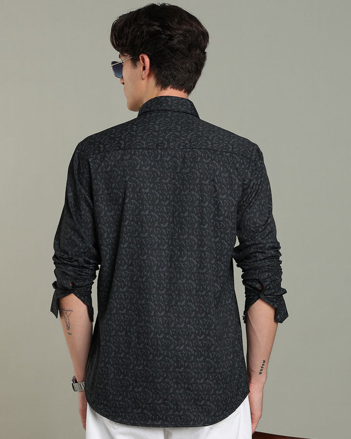 Blackish Grey Wave Print -Full-Stain Proof