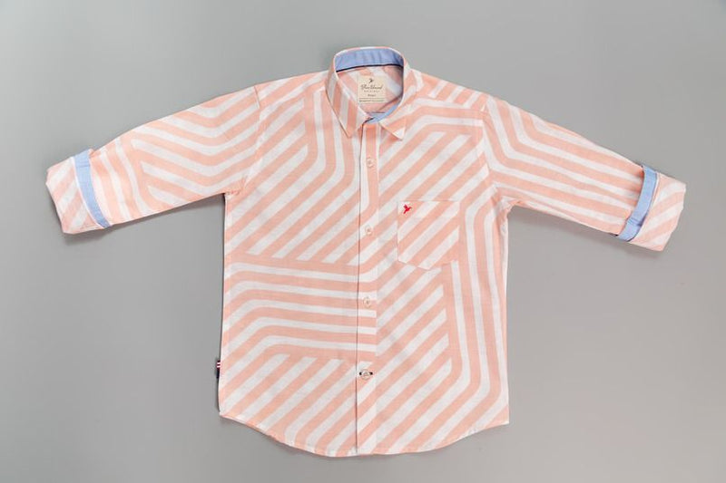 KIDS - Tango Orange and White Print-Stain Proof Shirt