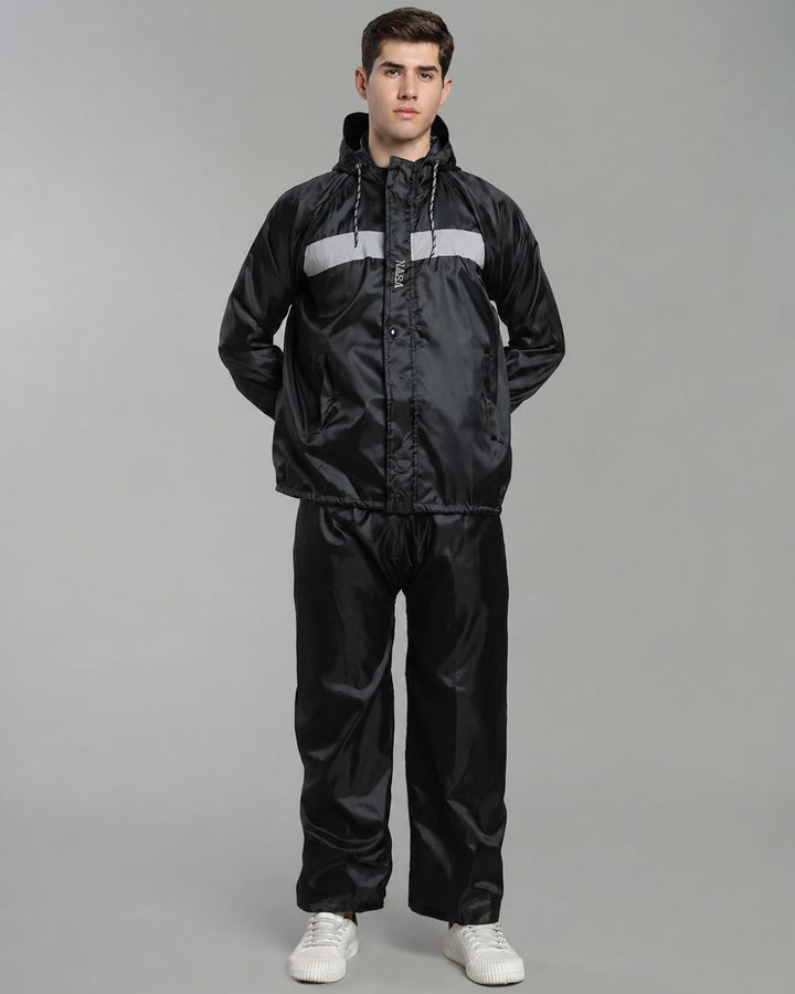 NASA Black with Grey - Rain Jacket with Pant