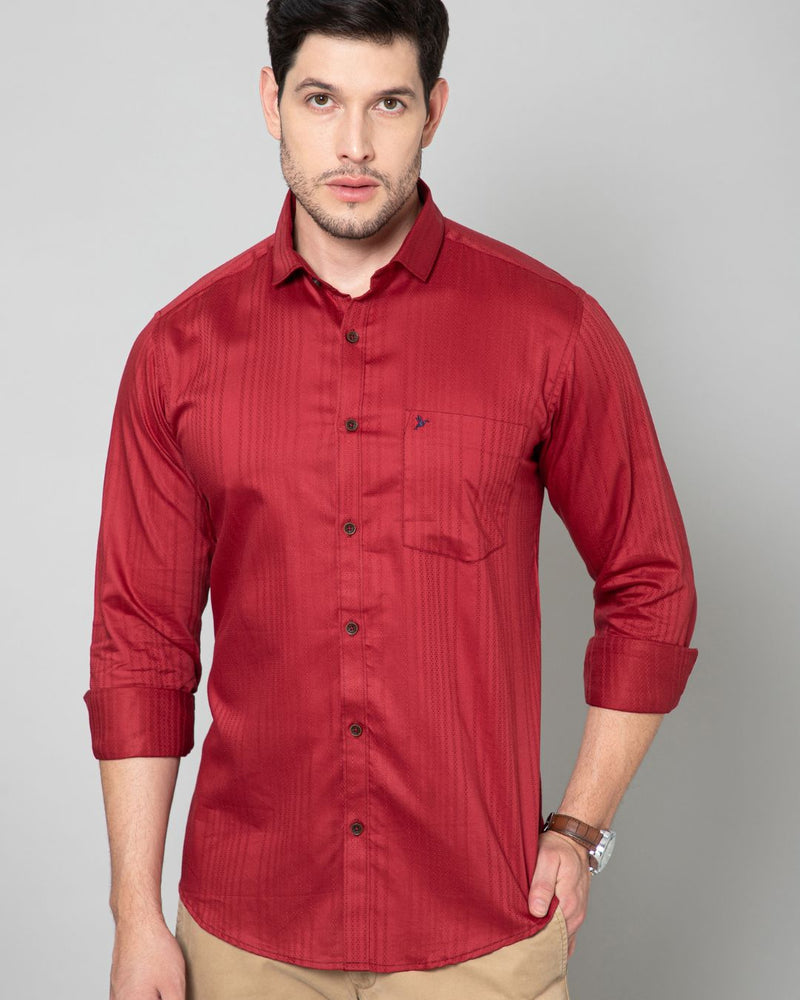 Cherry Red Self Design - Full-Stain Proof