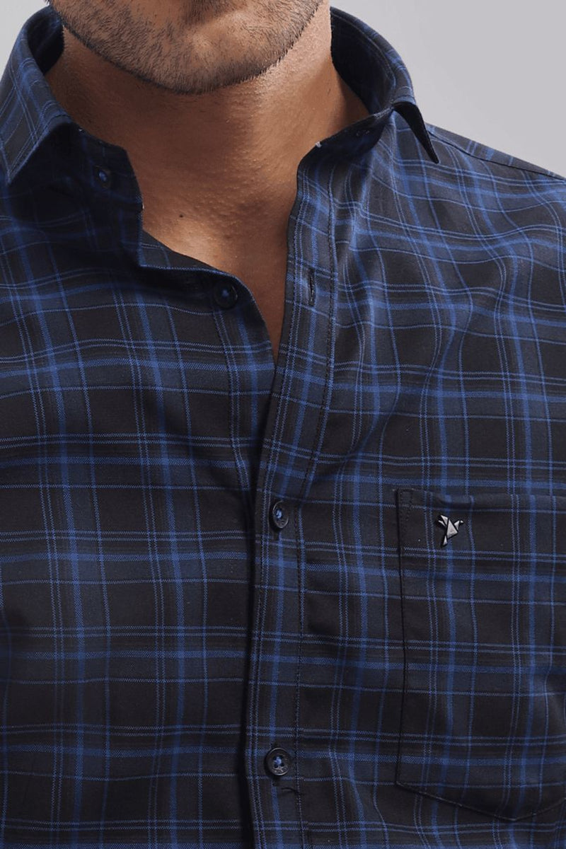 Neon Blue & Black Checks - Full-Stain Proof