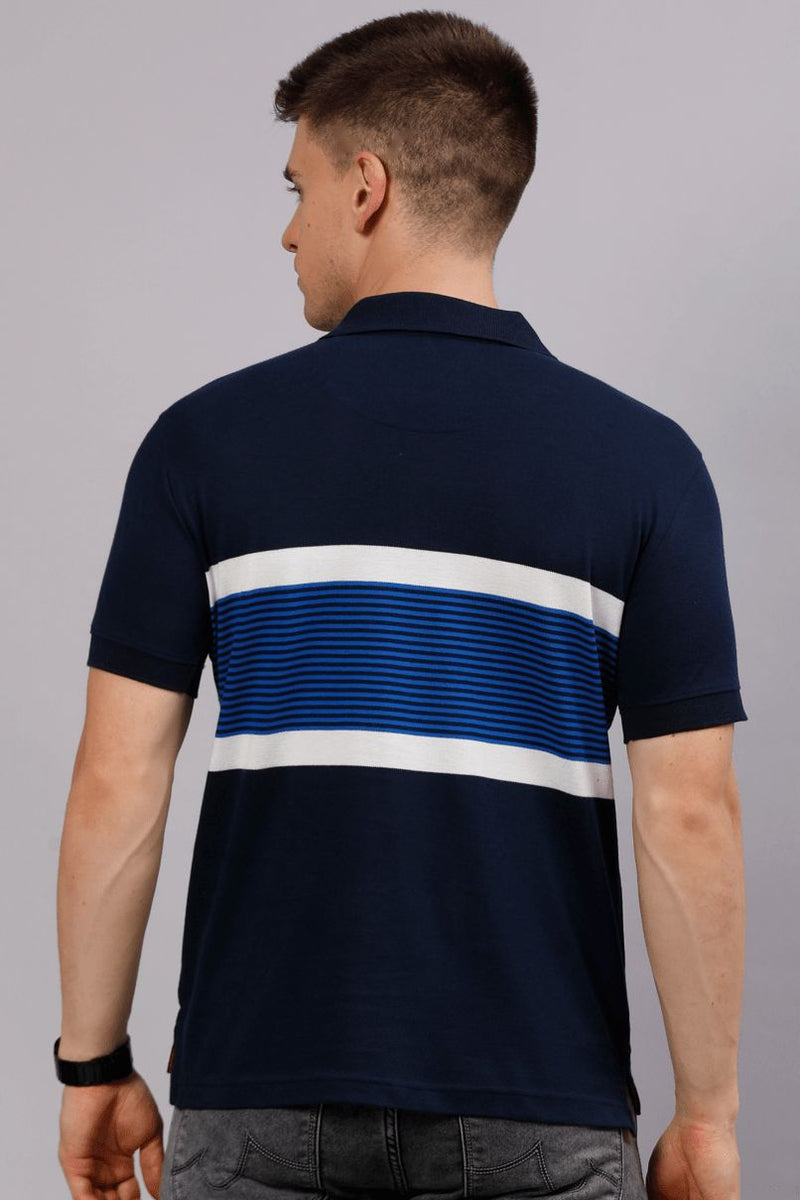 Navy & Blue Line Stripes TShirt - Stain Proof