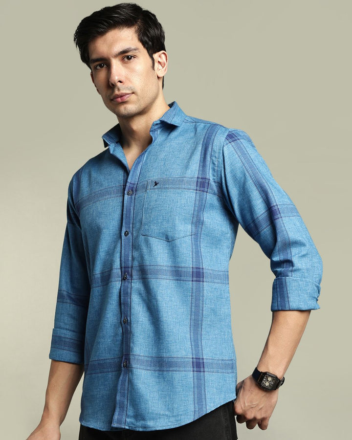 Denim Blue Large Checks -Full-Stain Proof