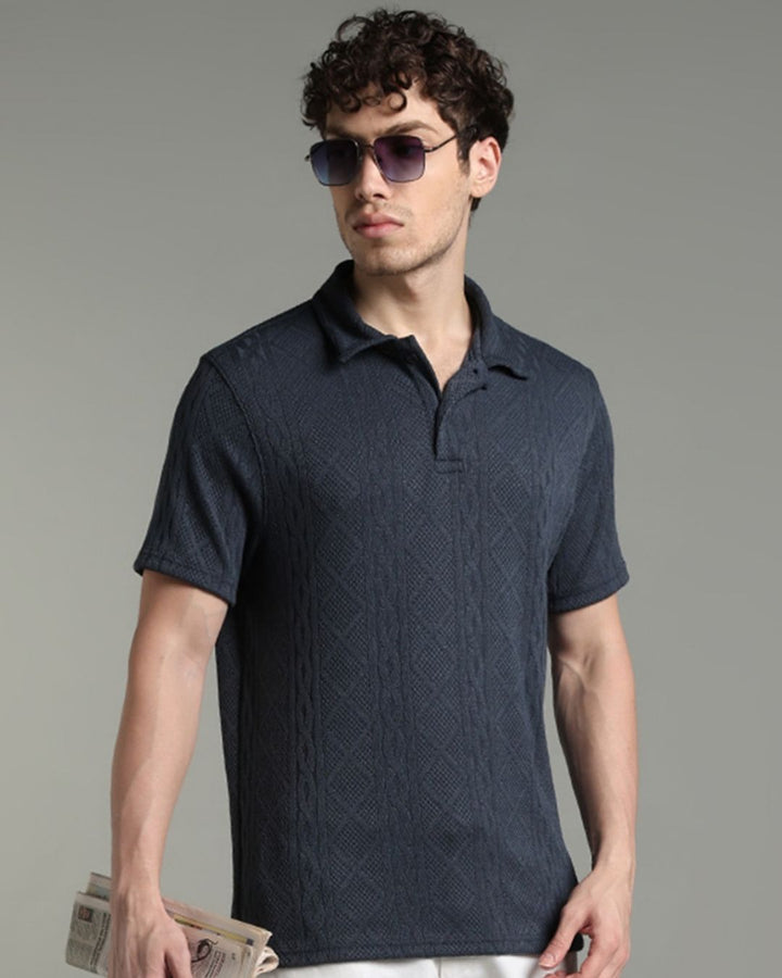 Navy Infinity Textured - Polo Tshirt