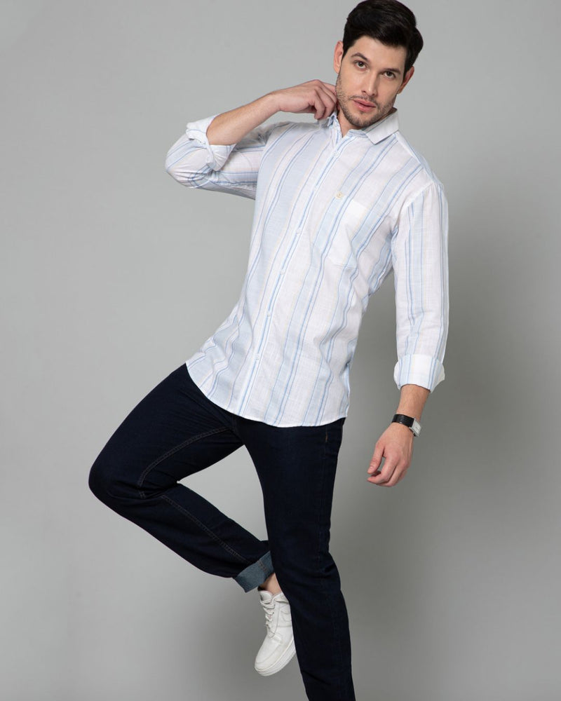 Ice Blue Multi Stripes - Full-Stain Proof